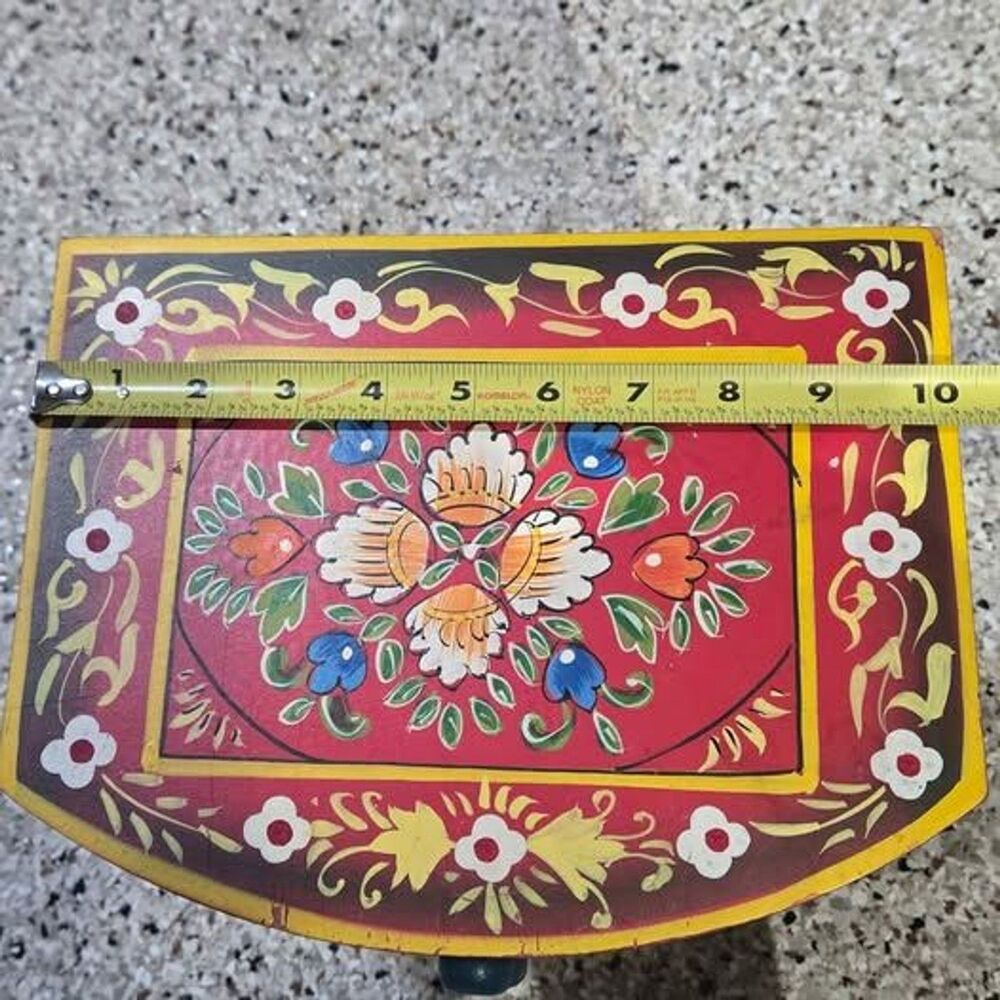 Vintage Indian Hand Painted Wooden Jewelry Chest 5 Drawer Rajasthani Folk Art 10 - Picture 6 of 10